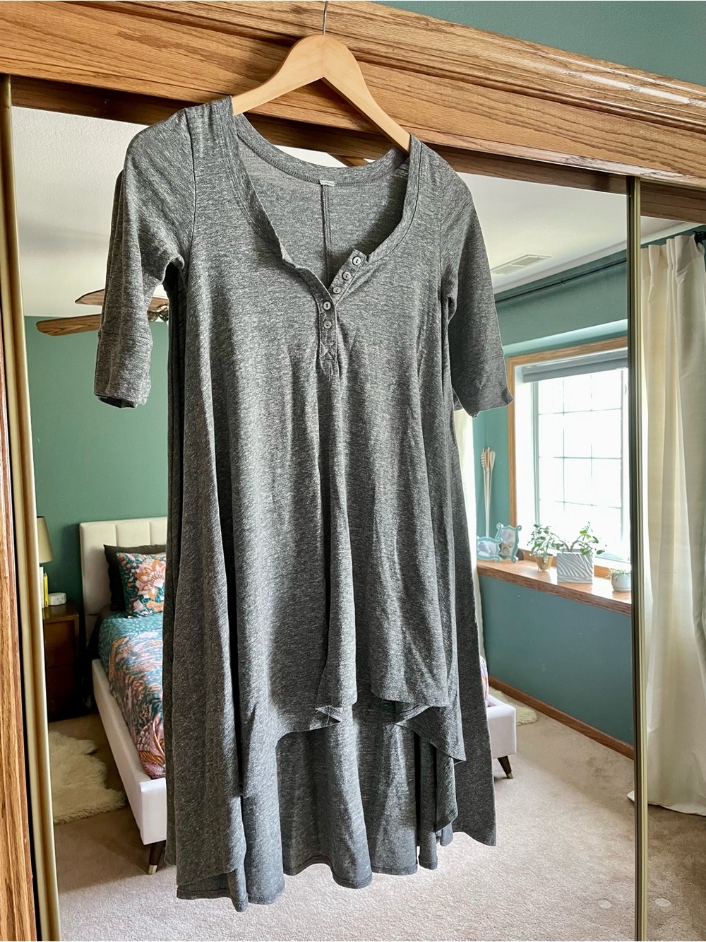 Free People Women's Gray Henley High-Low Tunic XS